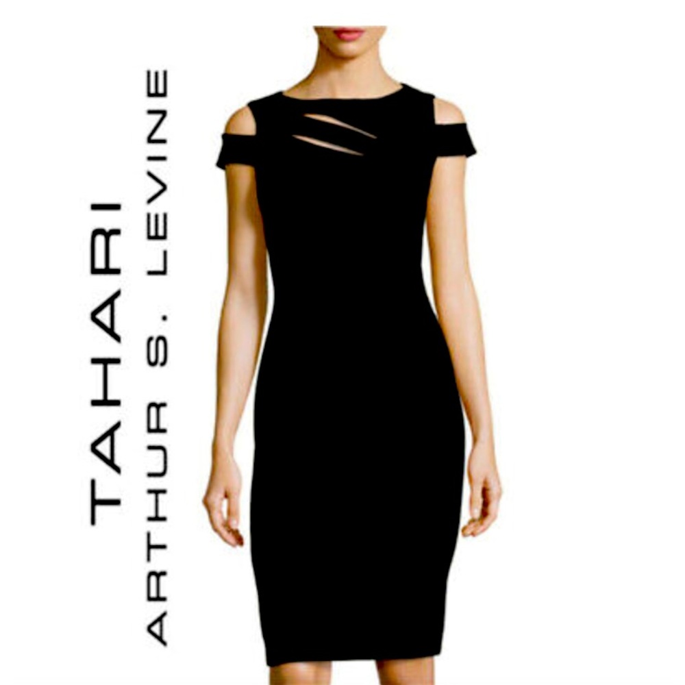 TAHARI … black cutout fitted dress